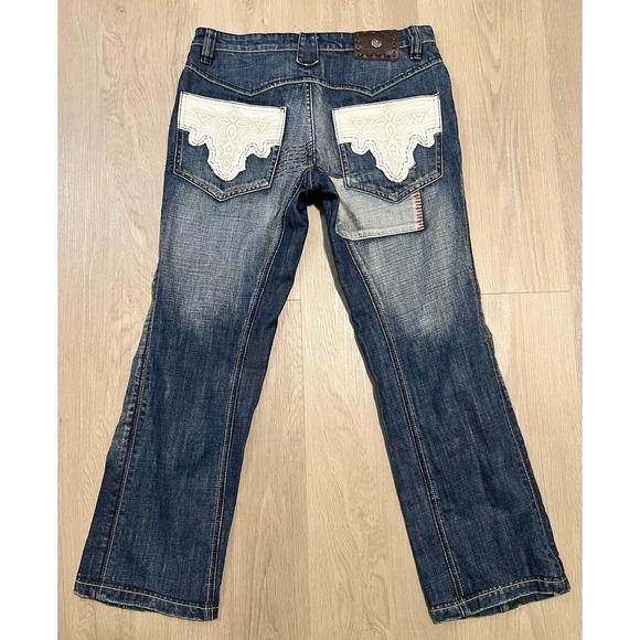 Antik Cotton Denim Men's Baggy Jeans SZ 31 Embroidered Lace Pockets Pants - Picture 2 of 10